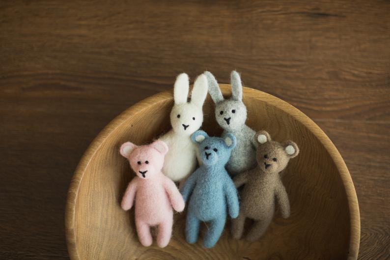 Felt Bunny and Teddy Bear Propsly on Etsy