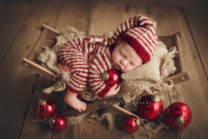 Newborn Red and White Alpaca Knit Romper and Hat Set GoodnightBabyByNook on Etsy Jocosa Limbert Photography